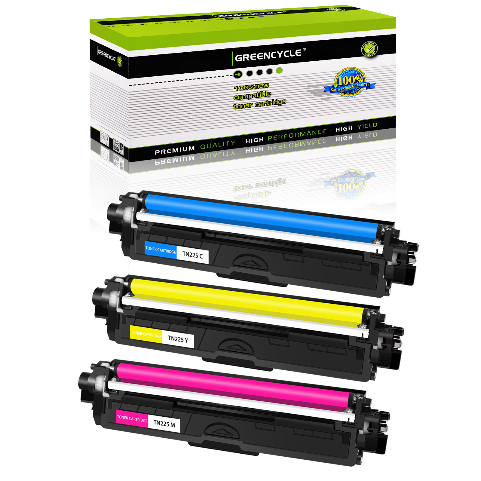 3 Pack TN225 Color Toner Cartridge Compatible For Brother HL-3170CDW MFC-9340CDW