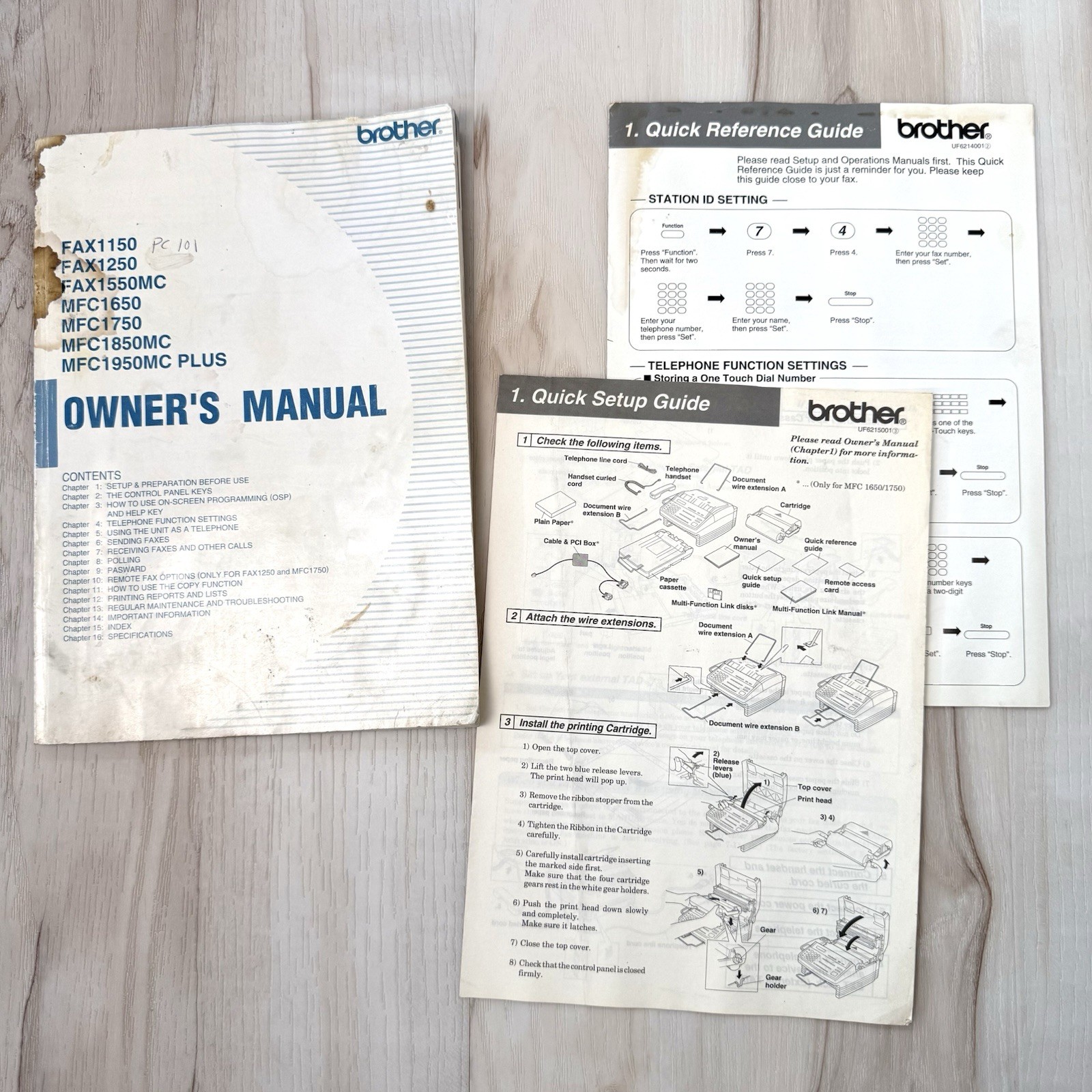 Brother Plain Paper MFC1650/1750/1850MC/1950MC OWNER'S MANUAL User Guide ONLY
