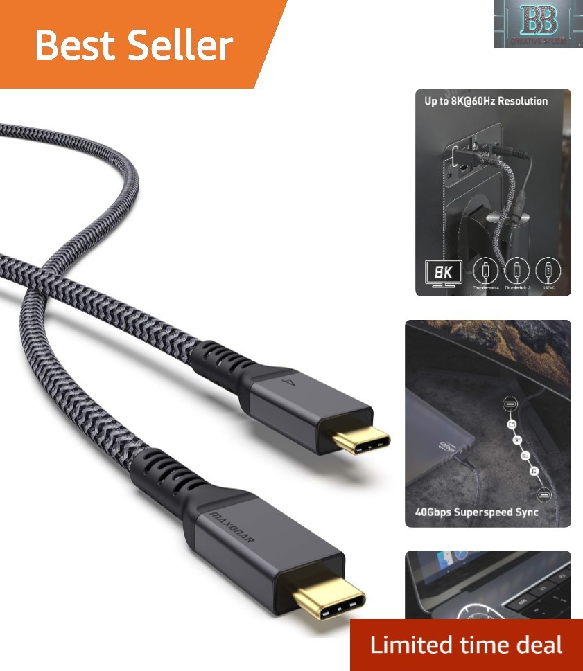 Future-Ready 6.6Ft Thunderbolt Cable: 40Gbps Data with Enhanced Charging Power
