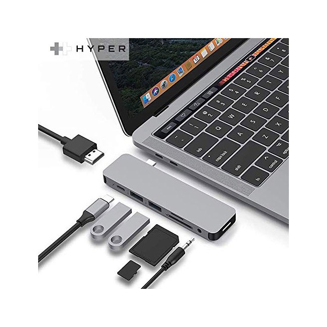 HyperDrive USB-C Hub Adapter, Sanho Solo 7-in-1 Type C Dongle for MacBook Pro,