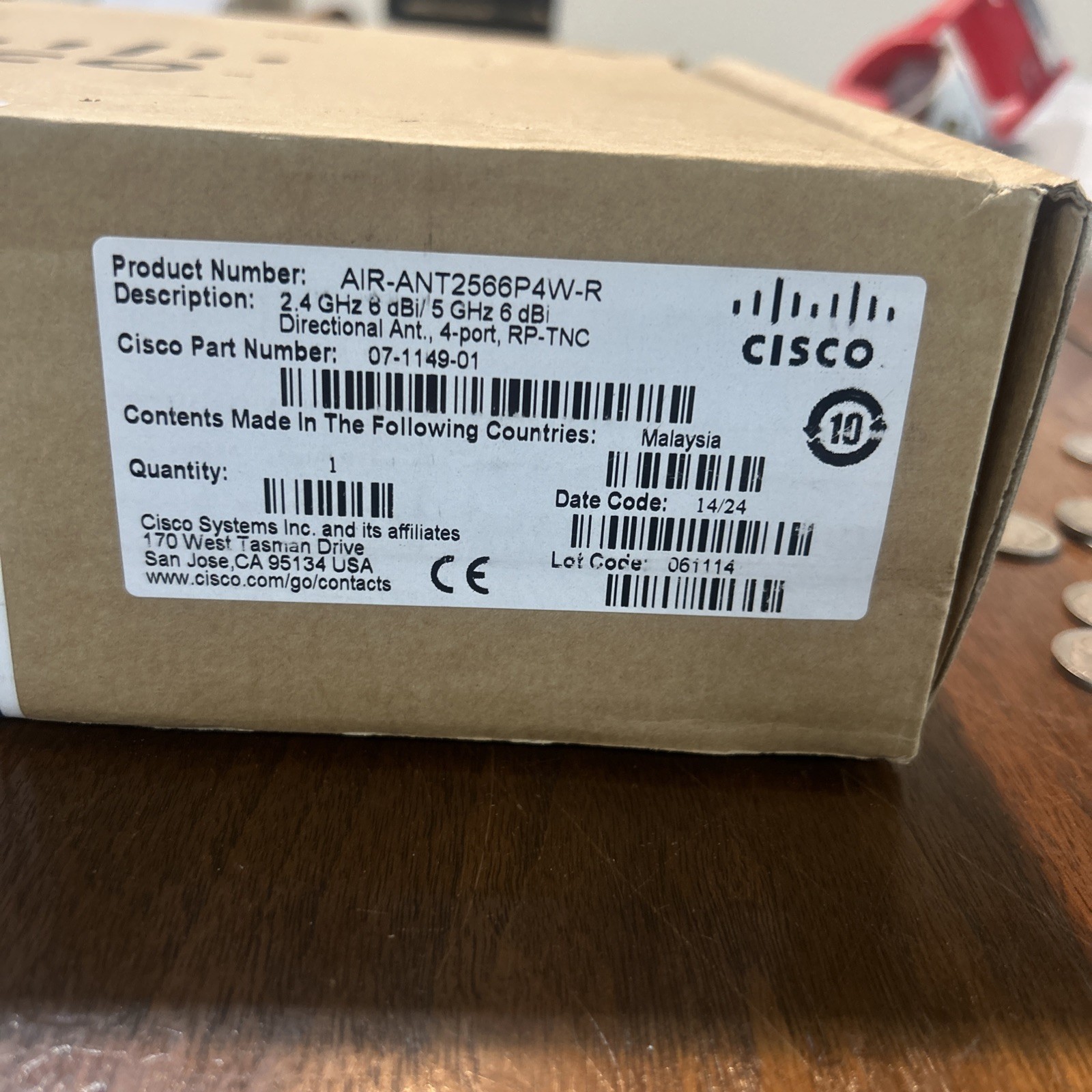 Cisco AIR‑ANT2566P4W‑R Antenna Only – Dual-Band 2.4 GHz/5 GHz-Indoor/Outdoor