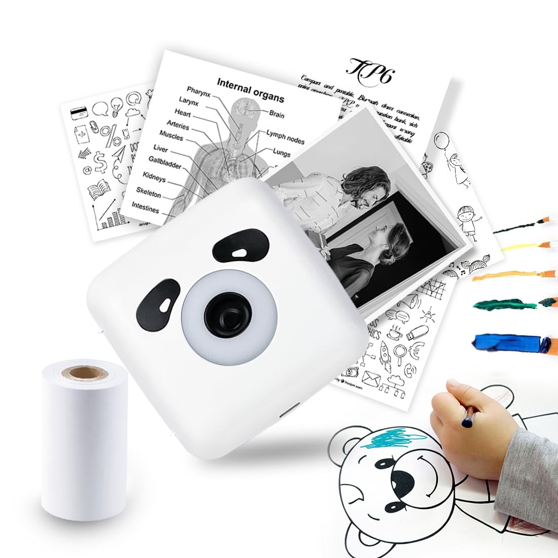 vretti Sticker Printer,TP6S Print Pod Mini Printer, 300DPI Thermal Machine