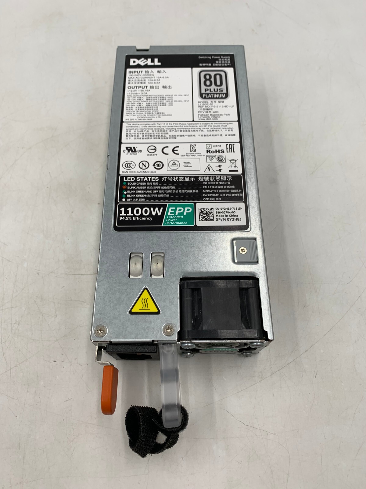 Dell PowerEdge 1100W 80 Plus Platinum Power Supply L1100E-S1 -SHJV Z2B Free S/H