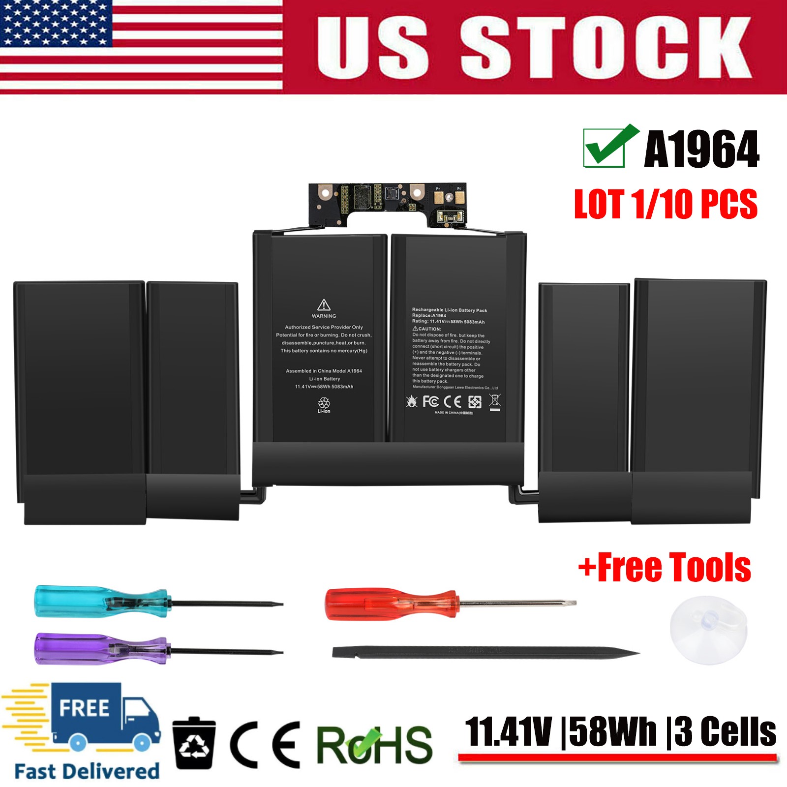 ✅LOT A1964 A1989 Battery for Apple MacBook Pro 13"A1989 Mid 2018 2019 A2251 2020