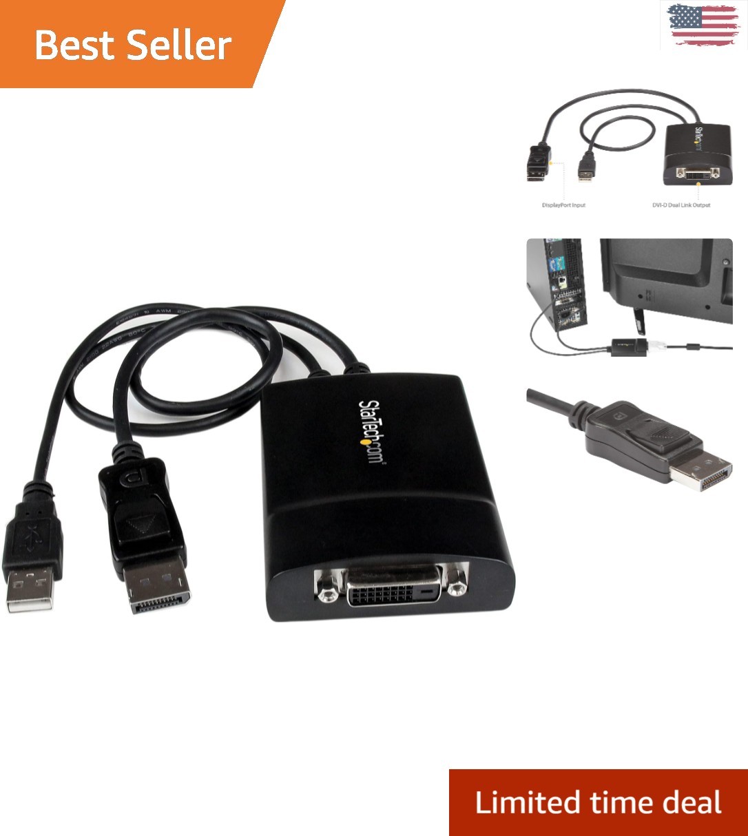 High-Quality DisplayPort to DVI Adapter, 2560x1600 Resolution, Travel-Friendly
