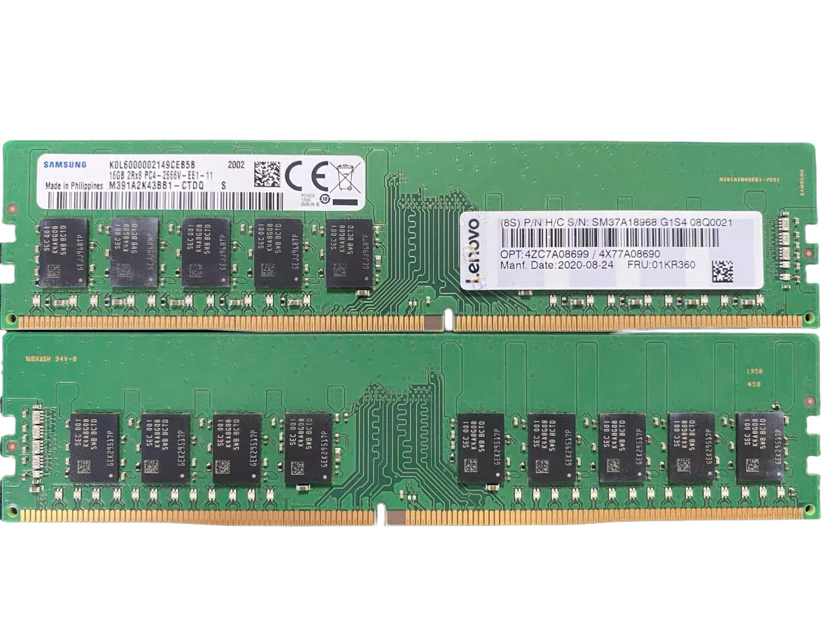 Lenovo IBM 01KR360 4ZC7A08699 16GB 2RX8 DDR4 PC4-2666V Unbuffered UDIMM Memory