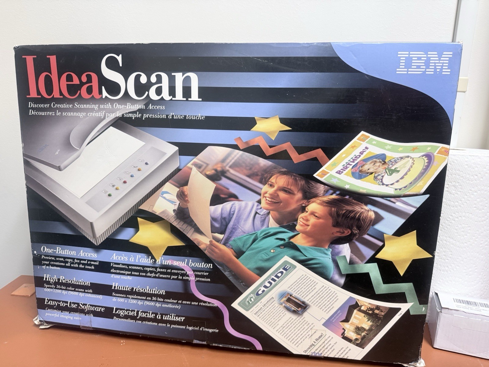 Vintage IBM Idea Scan Pc Computer Scanner Photo Picture + Software Disc Box, NEW
