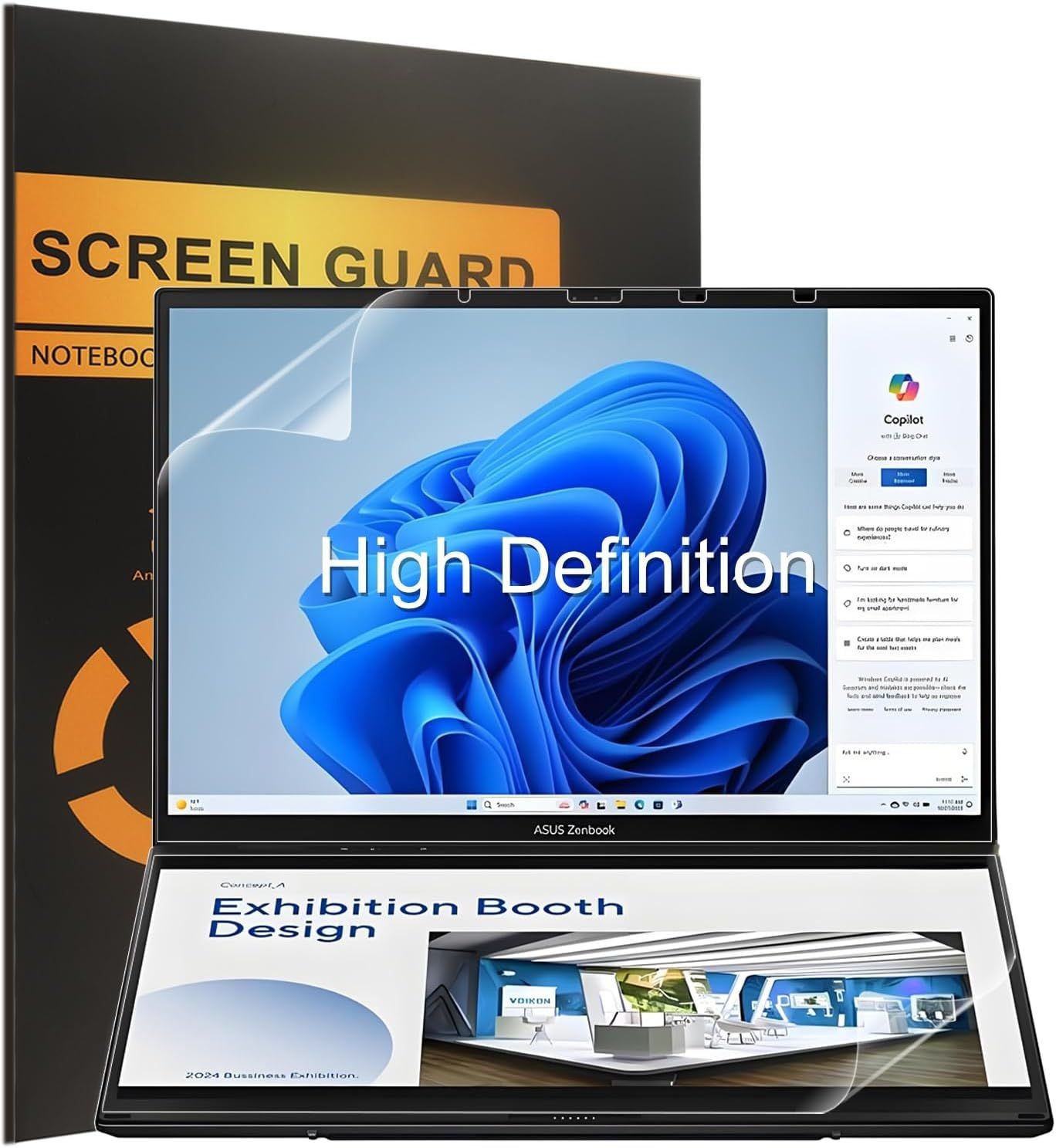 4-Pack Clear Shield Screen Protectors for ASUS Zenbook Duo 14” High Definition