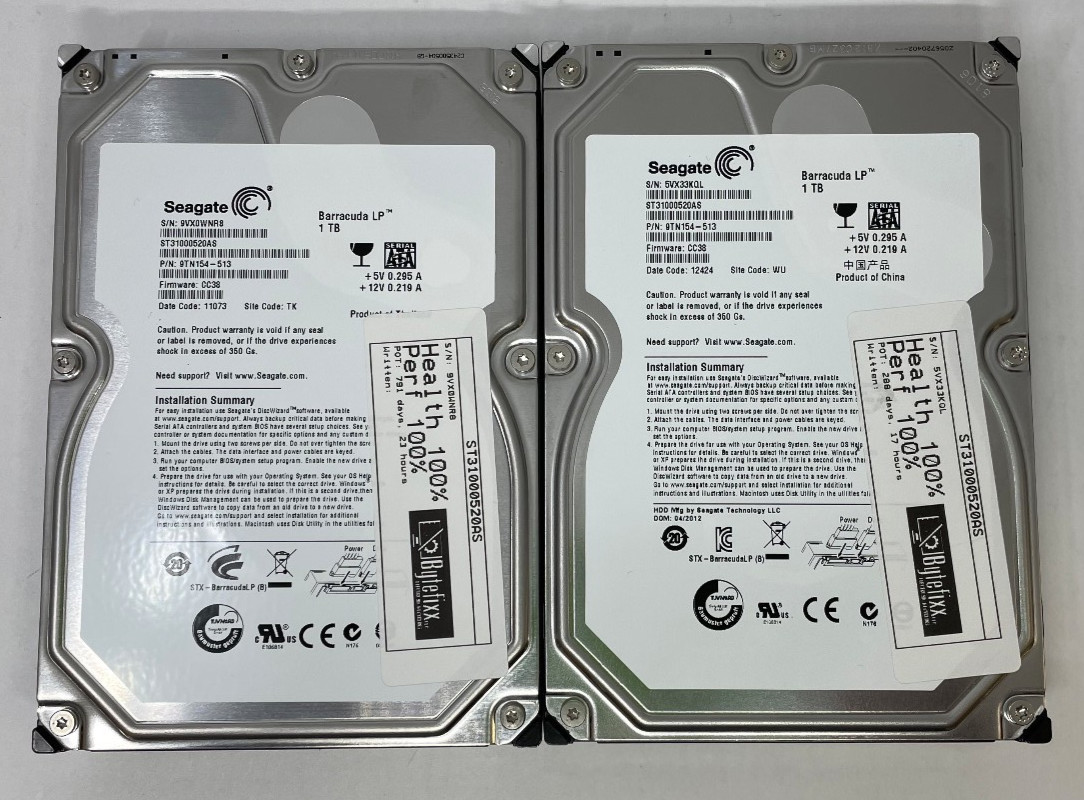 Lot of 2 Seagate BarracudA LP 1TB 3.5" SATA HDD Hard Drive 5900RPM SATA II 100%