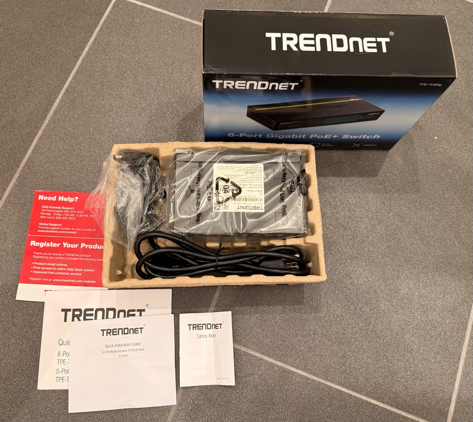 TRENDnet TPE-TG82g 8-Port Gigabit PoE+ Unmanaged Ethernet Switch