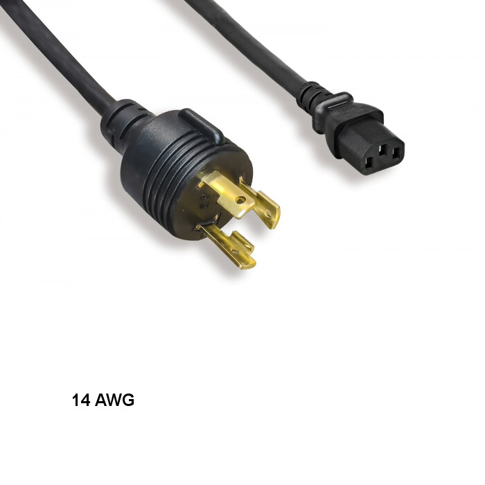 LOT10 15ft 14 AWG Power Cable NEMA L6-30P TO IEC-603203 C13 15A/300V SJT Black