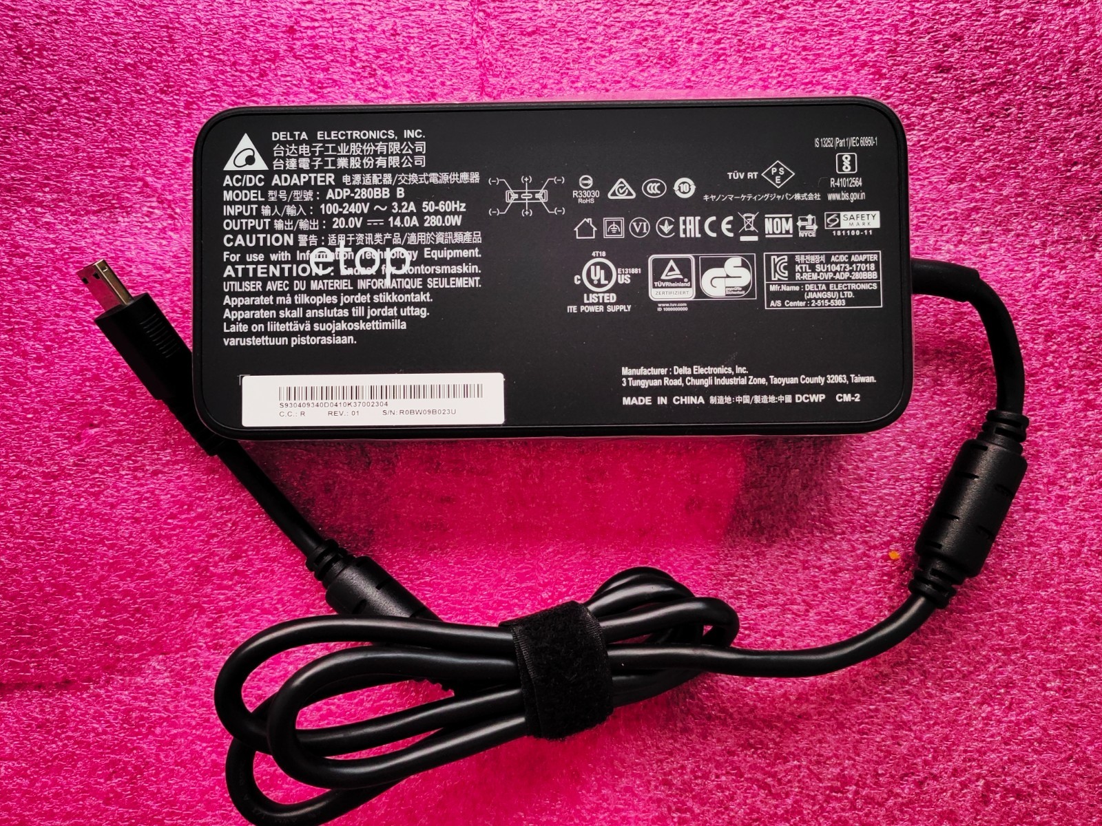 20V 14A Delta 280W ADP-280BB B For MSI Vector 16 HX A14VGG-254US Adapter Genuine