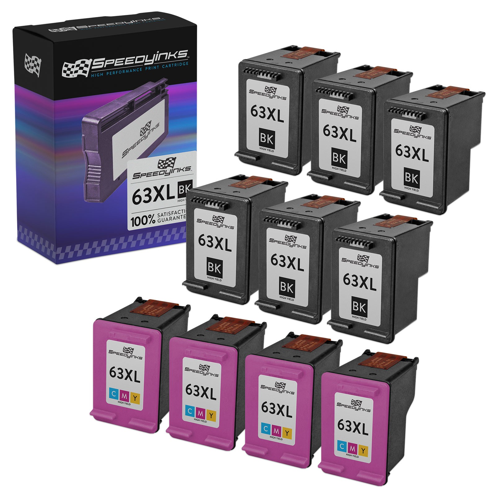 10PK Reman Replacement Ink for HP 63XL HP F6U64AN F6U63AN 6 HY Black 4 HY Color