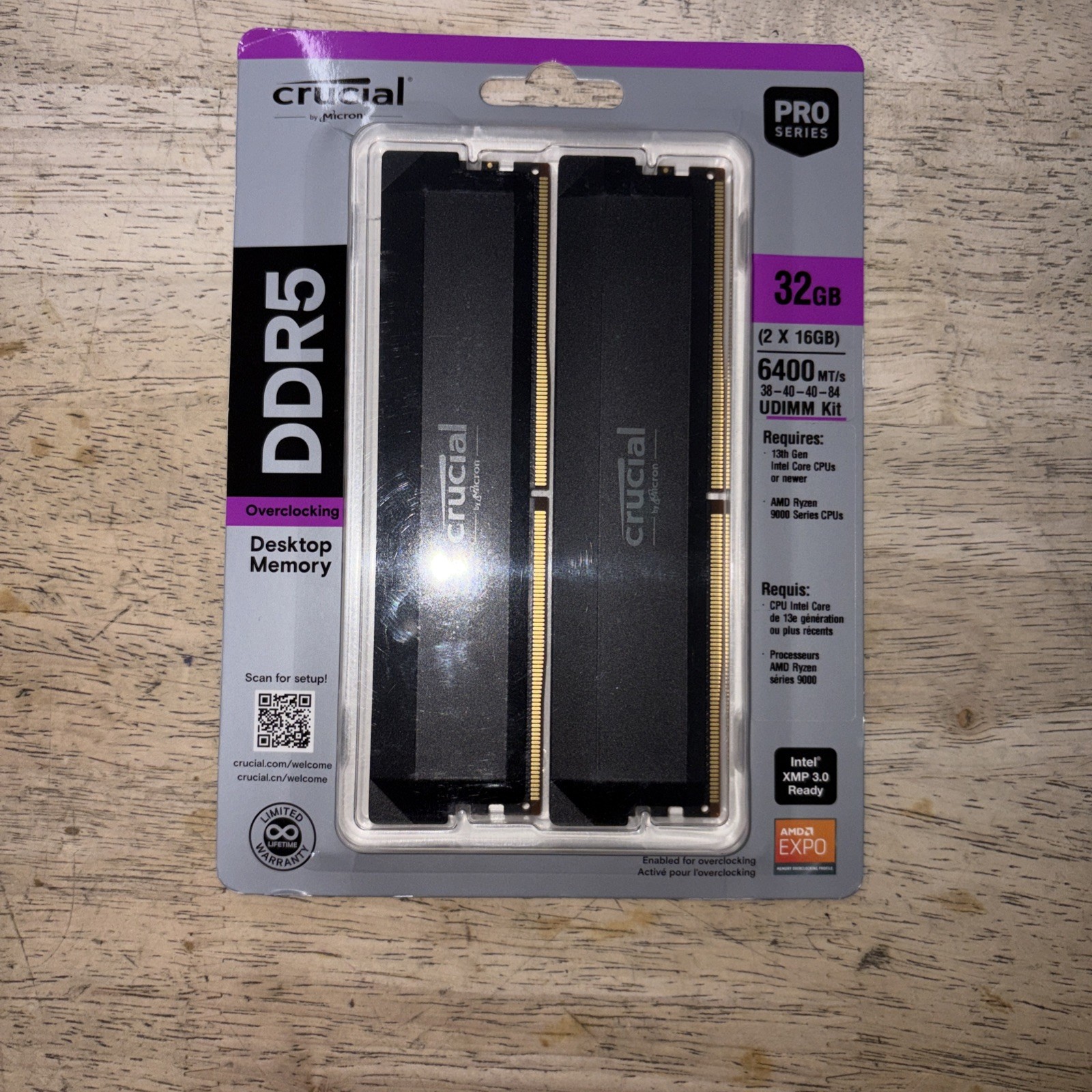 Crucial Pro OC Gaming 32GB -2x16GB DDR5 6400MHz CP2K16G64C38U5B UDIMM Intel XMP