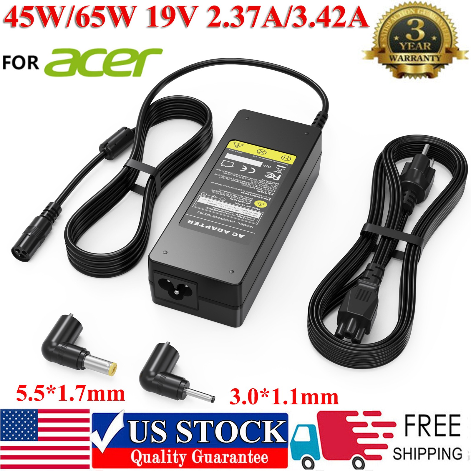 AC Adapter Charger 65W 45W 19V For Samsung Galaxy View 18.4" Tablet SM-T677A US