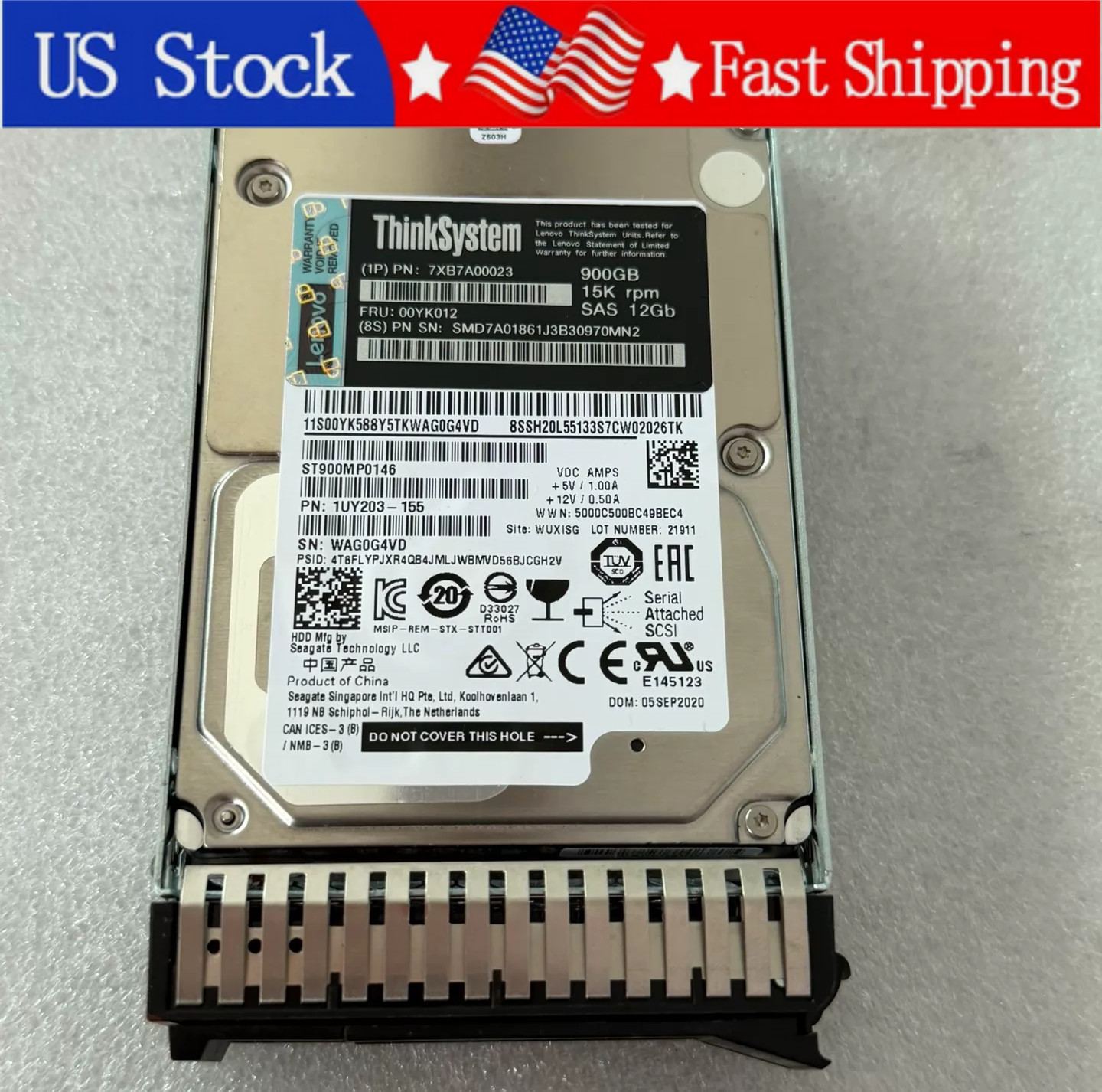 New Lenovo 7XB7A00023 00YK012 2.5" 900GB 15K SAS 12Gb HDD Hard Drive