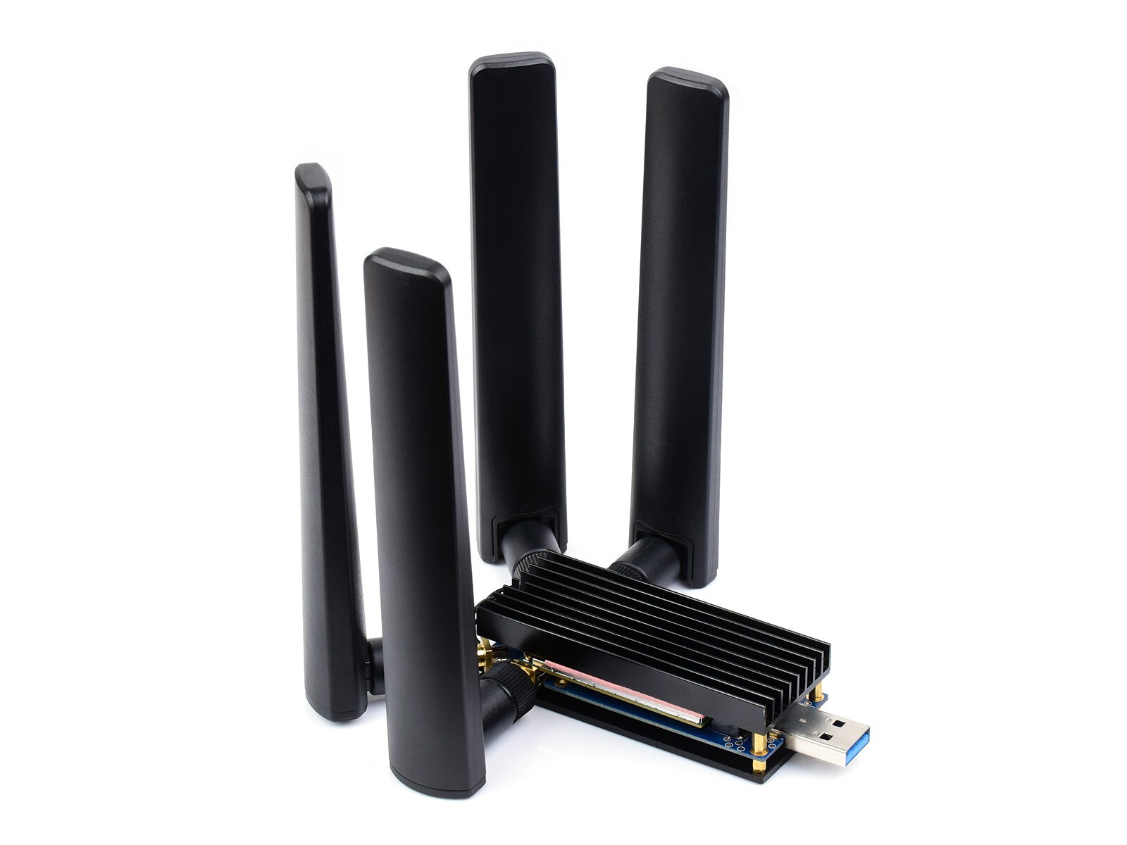 Waveshare 5G DONGLE Module, Quad Antennas, Aluminum Alloy Heatsink M.2 Key B