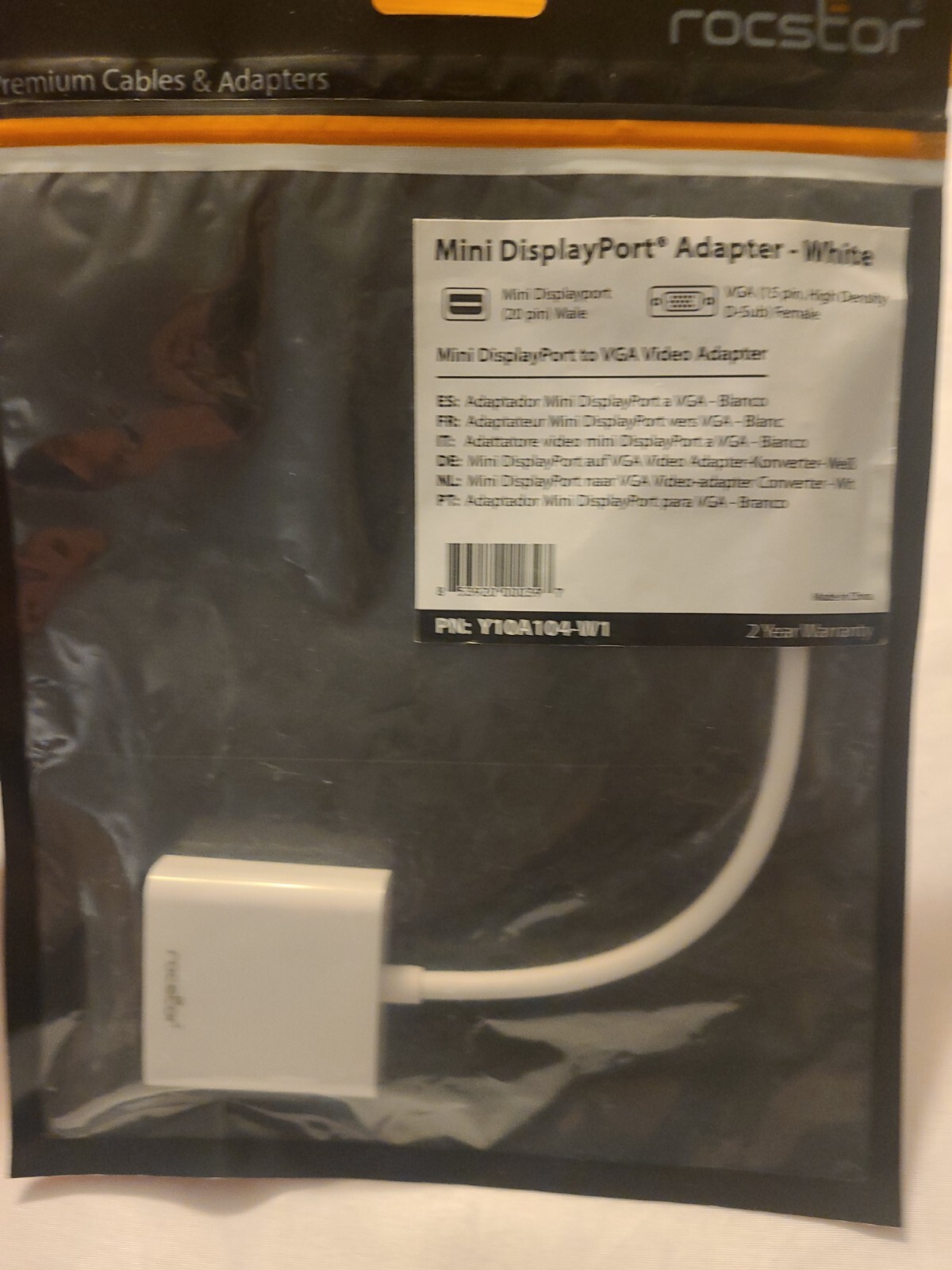Rocstor Mini DisplayPort to VGA Adapter Convertor (Y10A104-W1), White