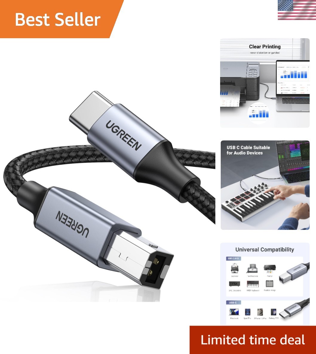 16FT USB-B to USB-C High-Speed Cable - Enhanced Durability & Compatibility