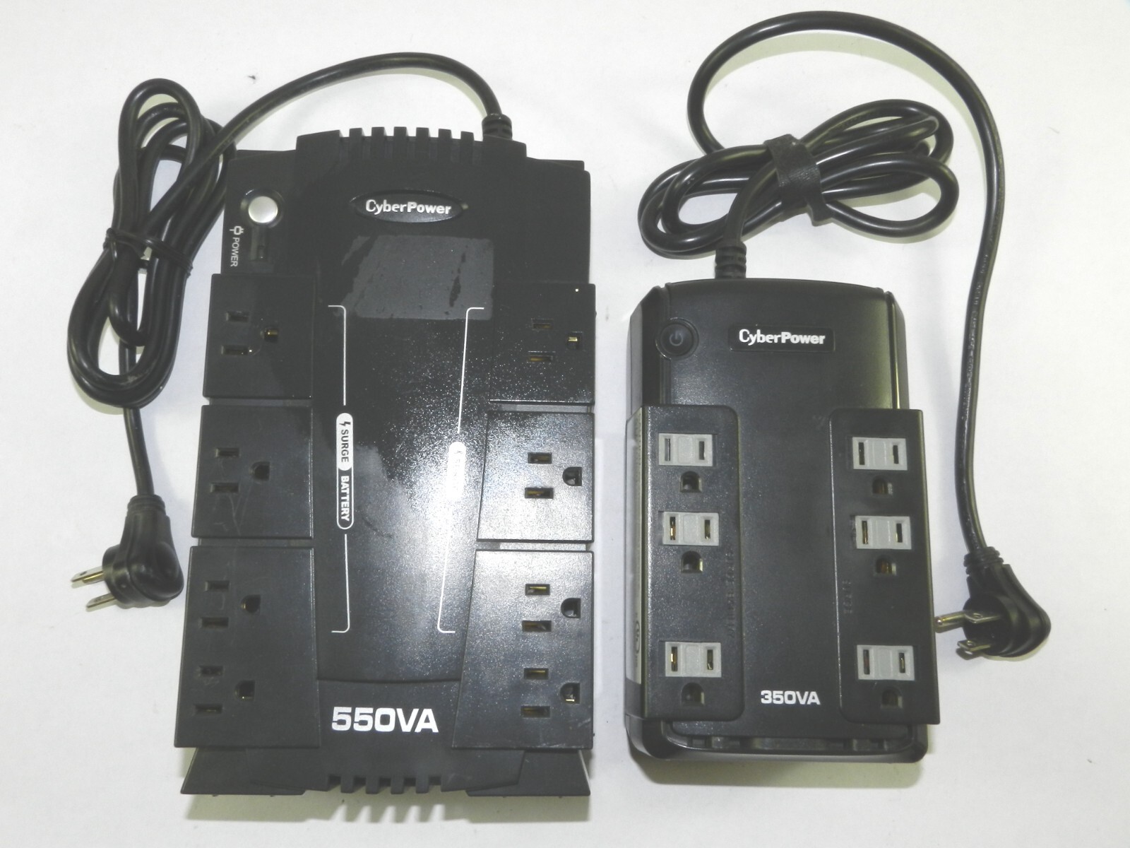 LOT (2) CyberPower Uninterruptable Power Supply 550VA & 350VA 8-Plug No Battery