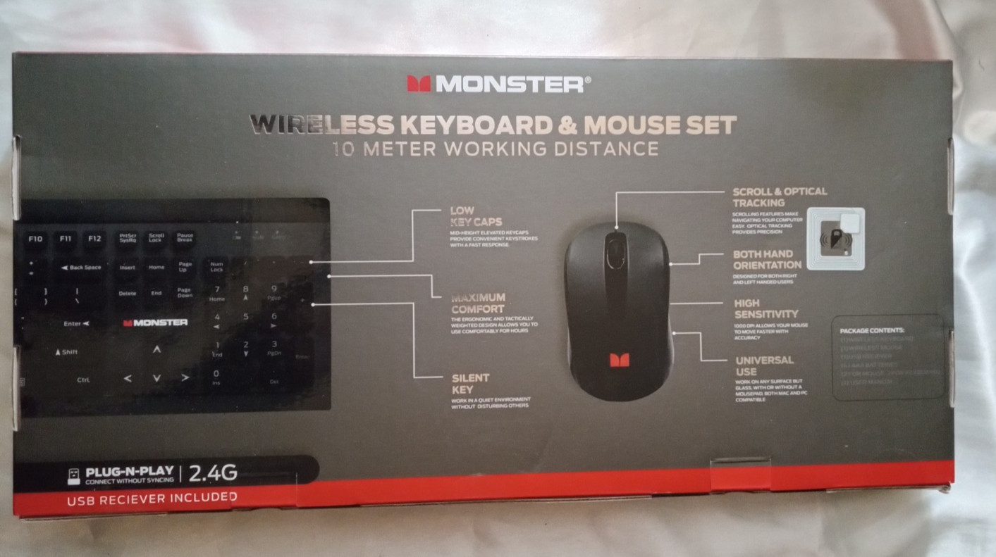 MONSTER Wireless keyboard & mouse set black 2.4G 2MNKB0615B1BL 812350227194