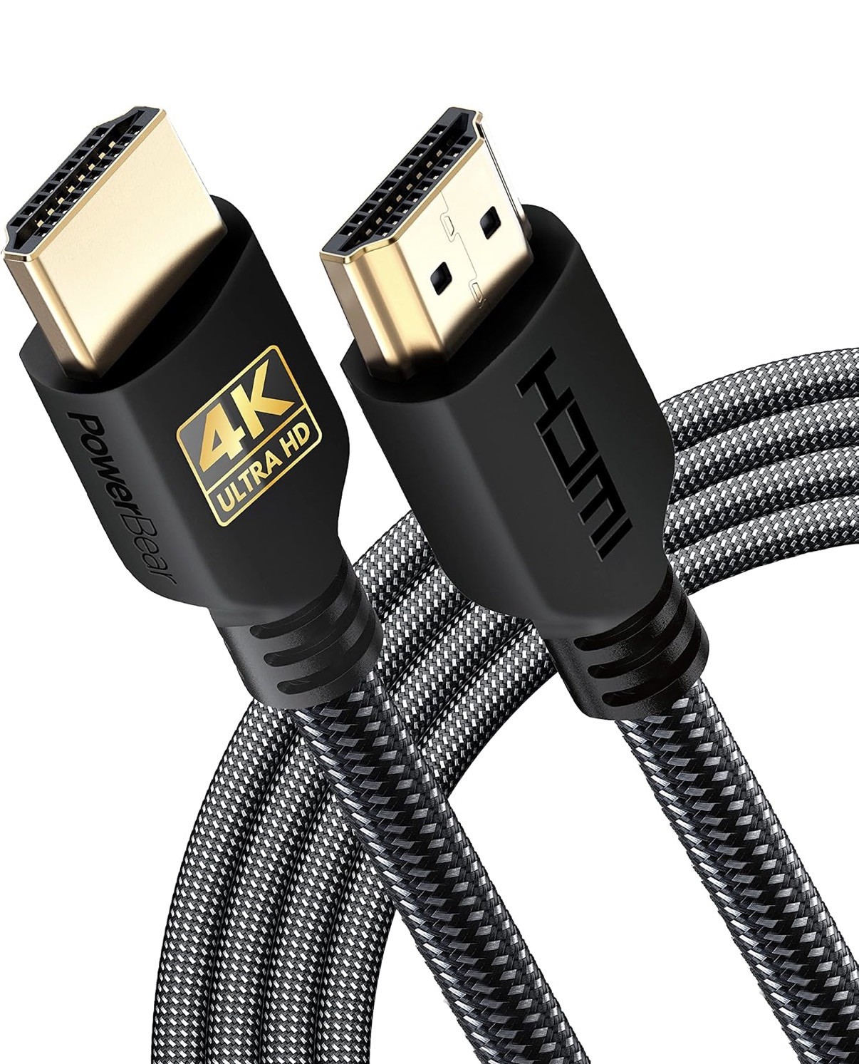 PowerBear 10 ft Black HDMI Cable HDMI 2.0 4K UHD Gold Plated Shielded