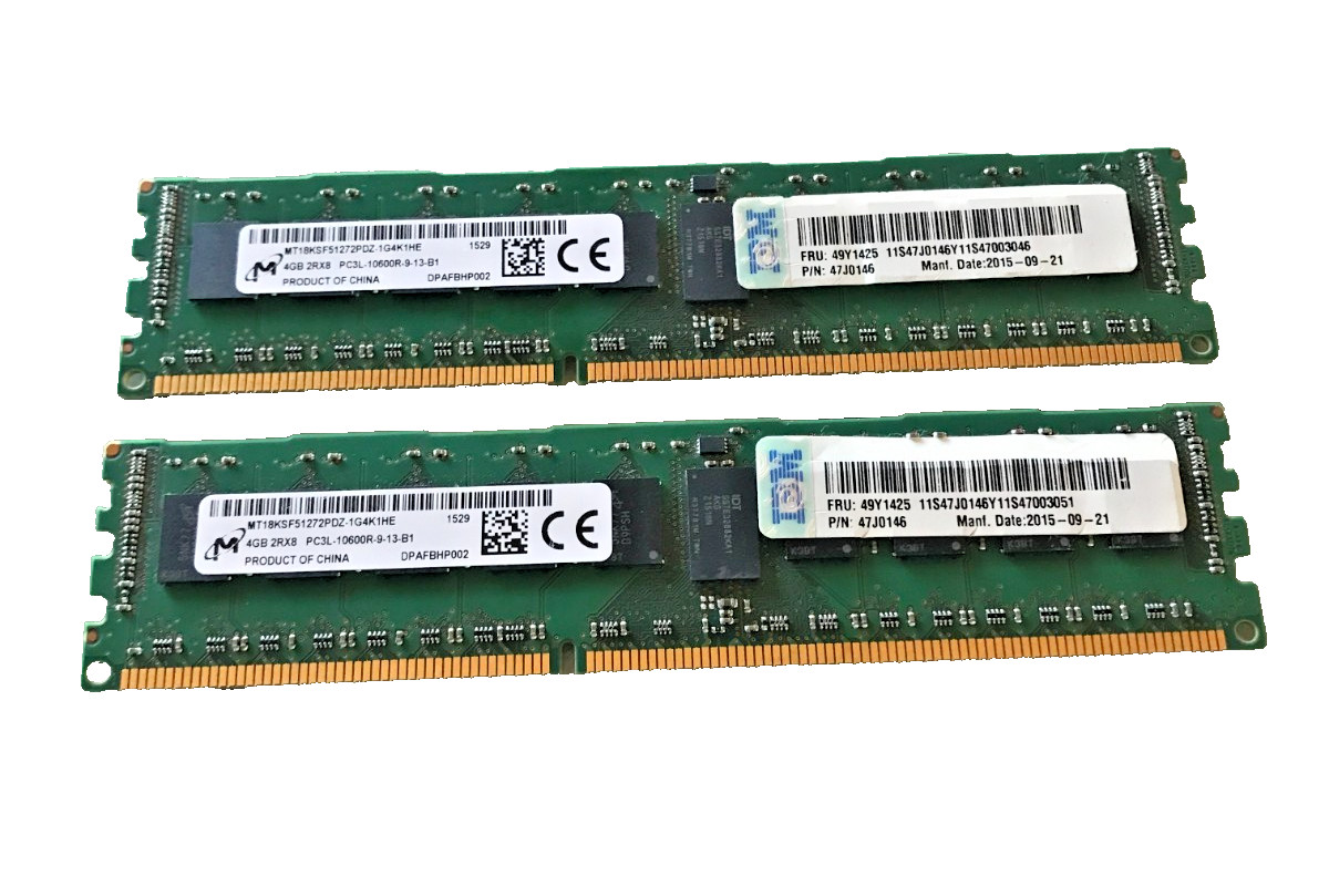 Micron MT18KSF51272PZ-1G4K1HE 8GB(2X4GB) RAM  2RX8 PC3L10600R-9-13-B1