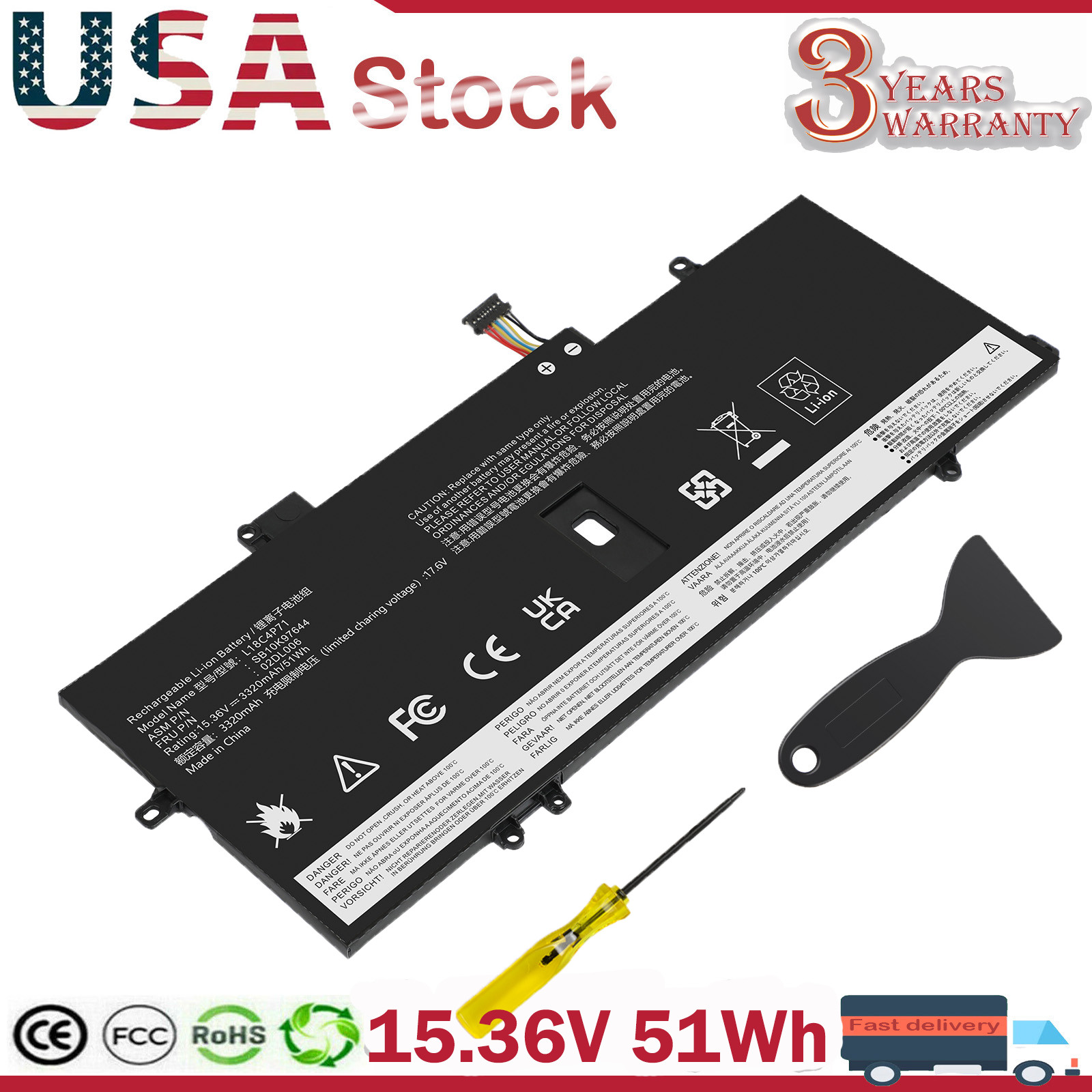 L18C4P71 L18L4P71 L18M4P72 Battery For Lenovo ThinkPad X1 Carbon 7th Gen 51Wh