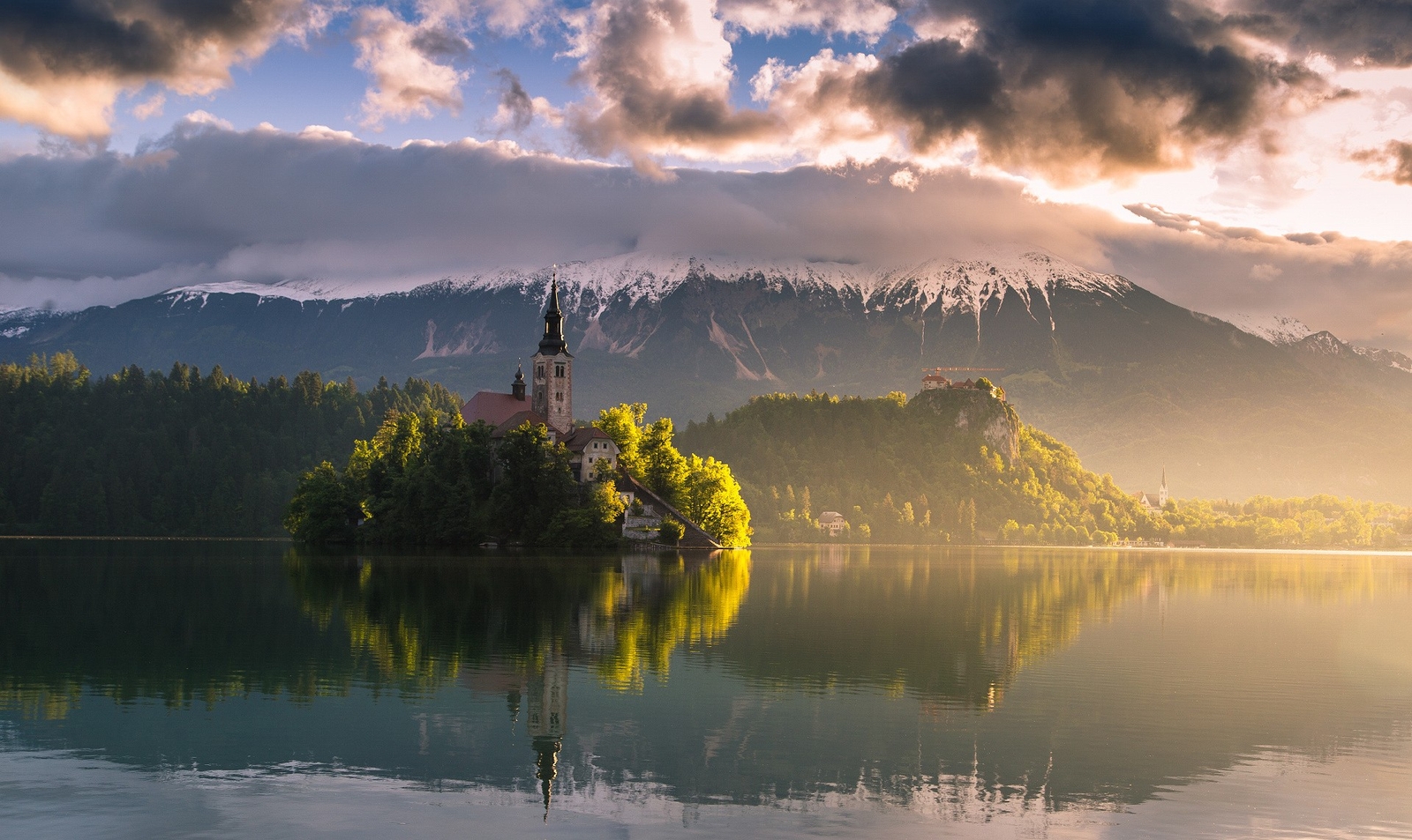 Landscape lake island bled church slovenia Custom Gaming Mat Desk