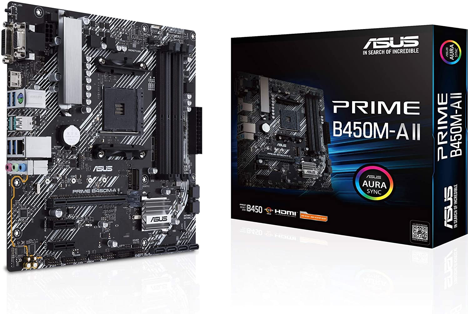 Prime B450M-A II Micro ATX Motherboard for Ryzen 5000, 128GB DDR4, Aura Sync