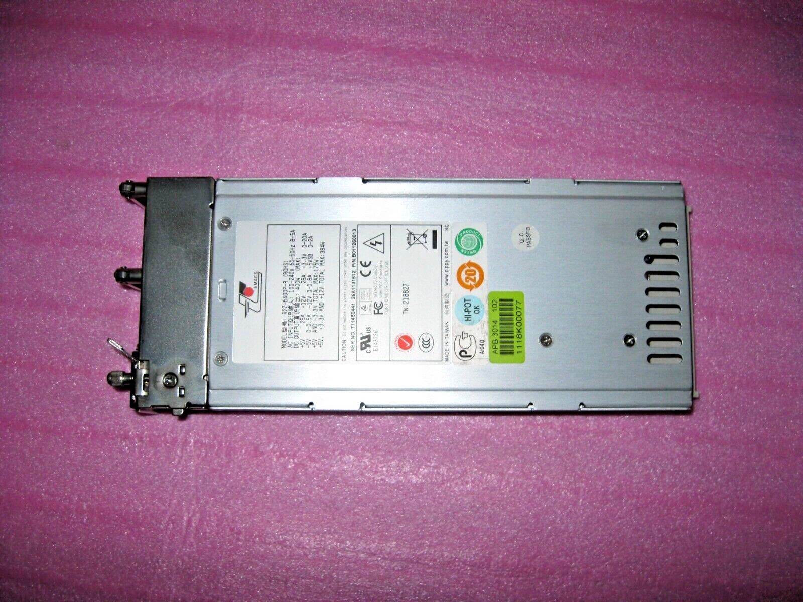 Zippy Emacs R2Z-6400P-R 400W Hot Swap 1U B011260013 Redundant P.S.  - B3214