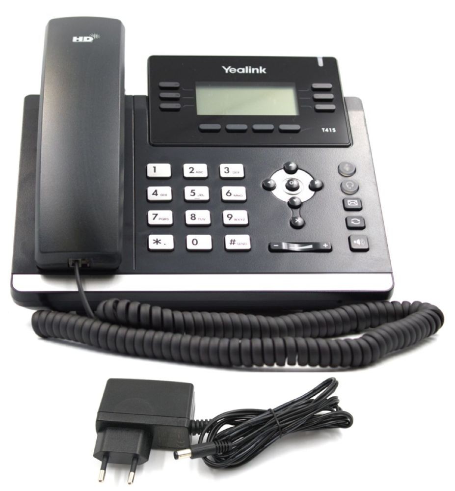 Yealink SIP-T41S IP Phone VoIP PoE Gigabit 6 SIP Accounts HD Audio with Power Supply