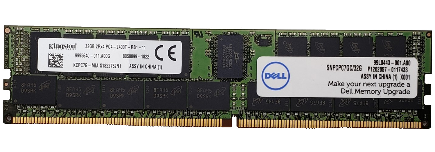 Kingston 32GB PC4-19200T 2Rx4 DDR4-2400 ECC RDIMM Server RAM 9995640-011.A00G.