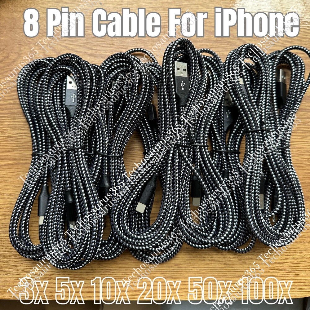 Bulk Braided USB Charger Cable Lot For iPhone 14 13 12 11 8 7 Fast Charging Cord