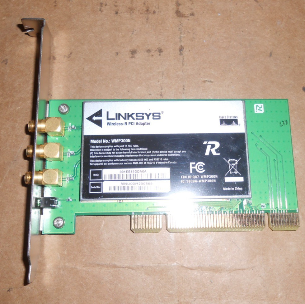 Linksys Cisco Wireless-N Card PCI Dual Band Network Card WMP300N -NO ANTENNA