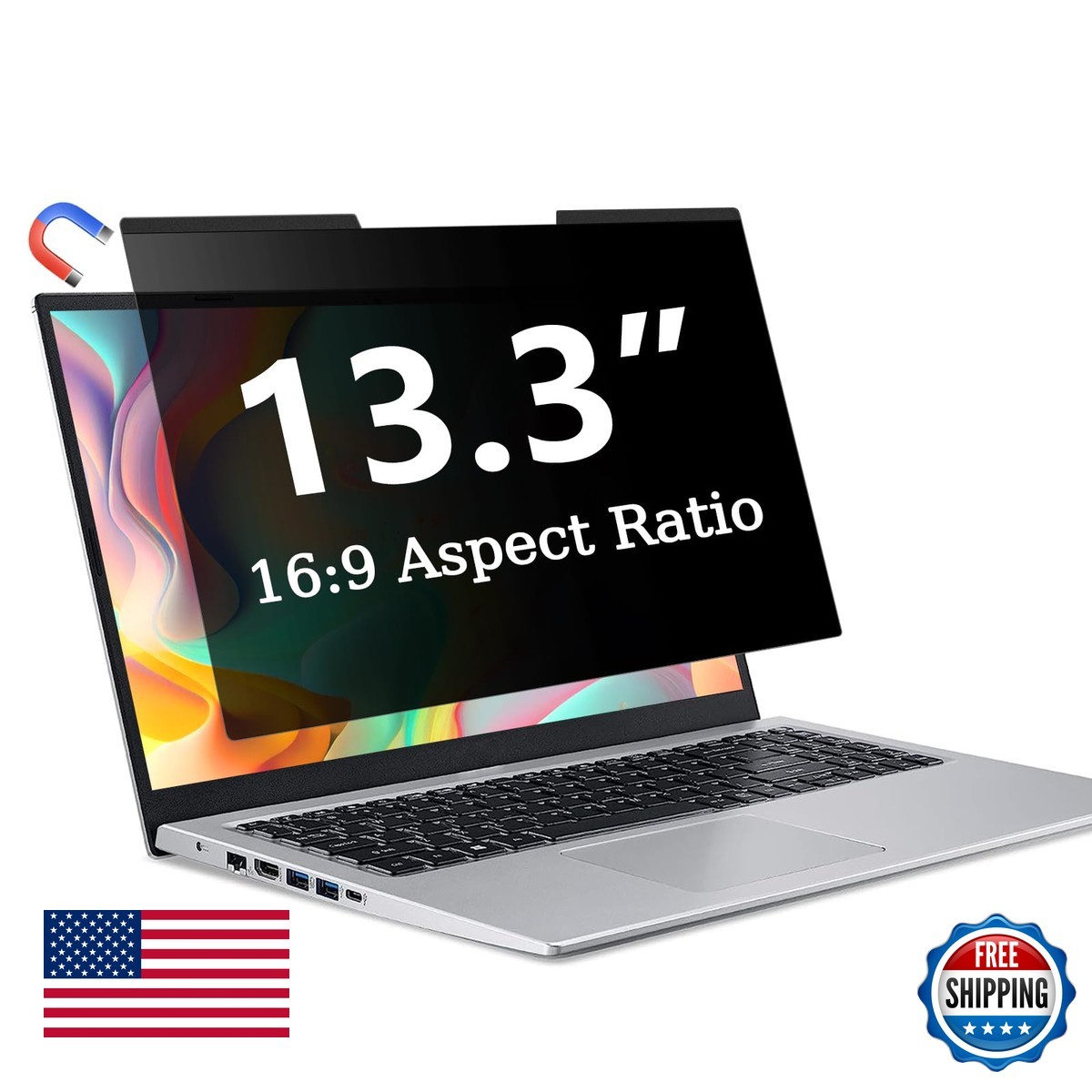 ZOEGAA Magnetic Laptop Privacy Screen 13.3 Inch 16:9 Removable Filter