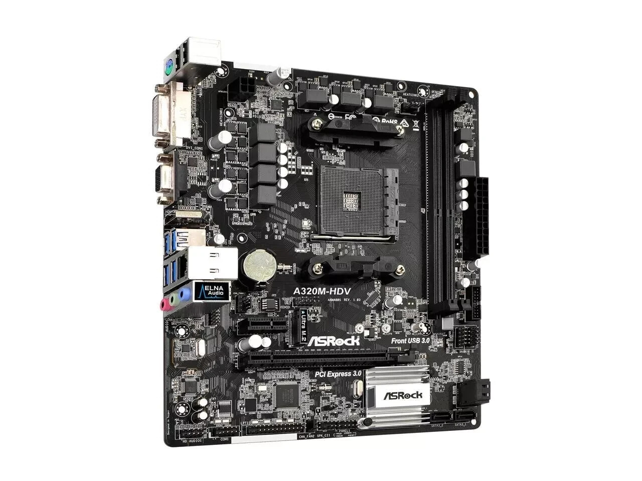 ASRock A320M-HDV AM4 AMD Promontory A320 USB 3.1 HDMI Micro ATX AMD Motherboard