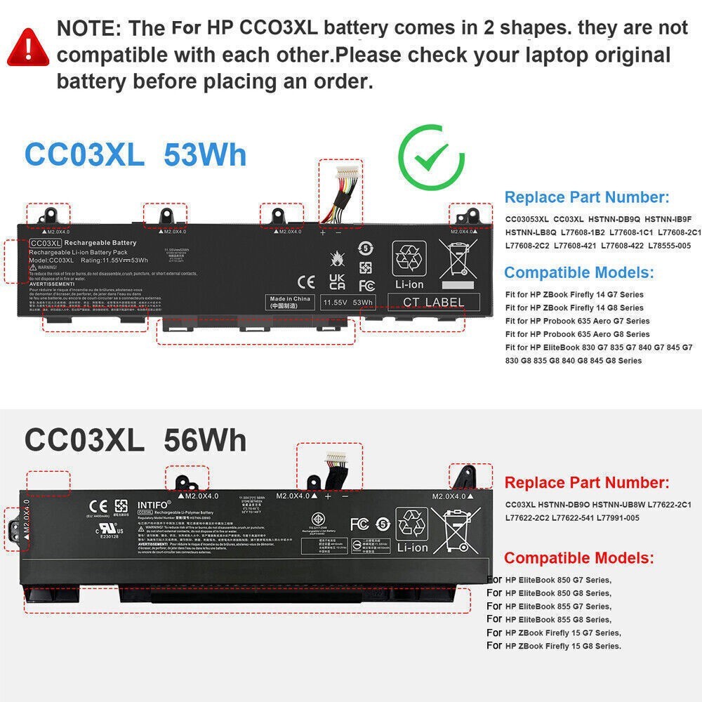 ✅CC03XL Laptop Battery For HP EliteBook 830 835 840 845 850 855 G7 G8 L78555-005