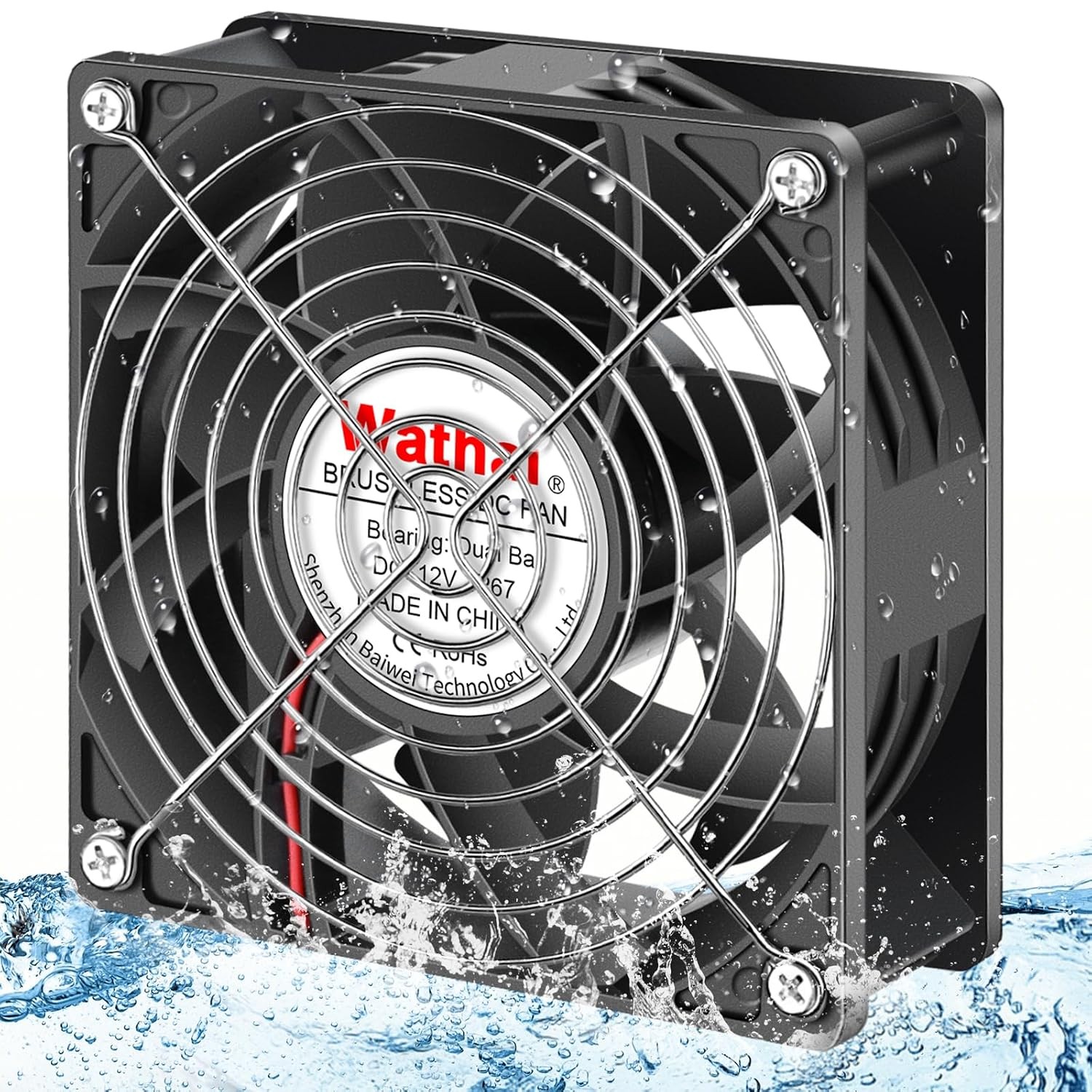 IP67 120mm x 38mm 12V Waterproof Exhaust Fan Dual Ball High Speed