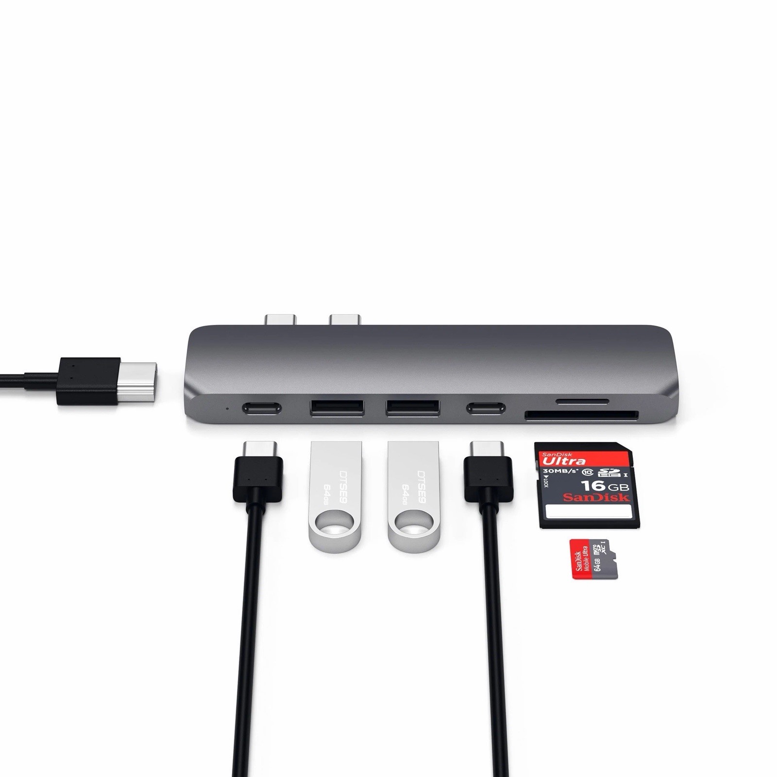 Satechi Aluminum USB-C Pro Hub Adapter ST-CMBPM Space Grey MacBook Pro & Air