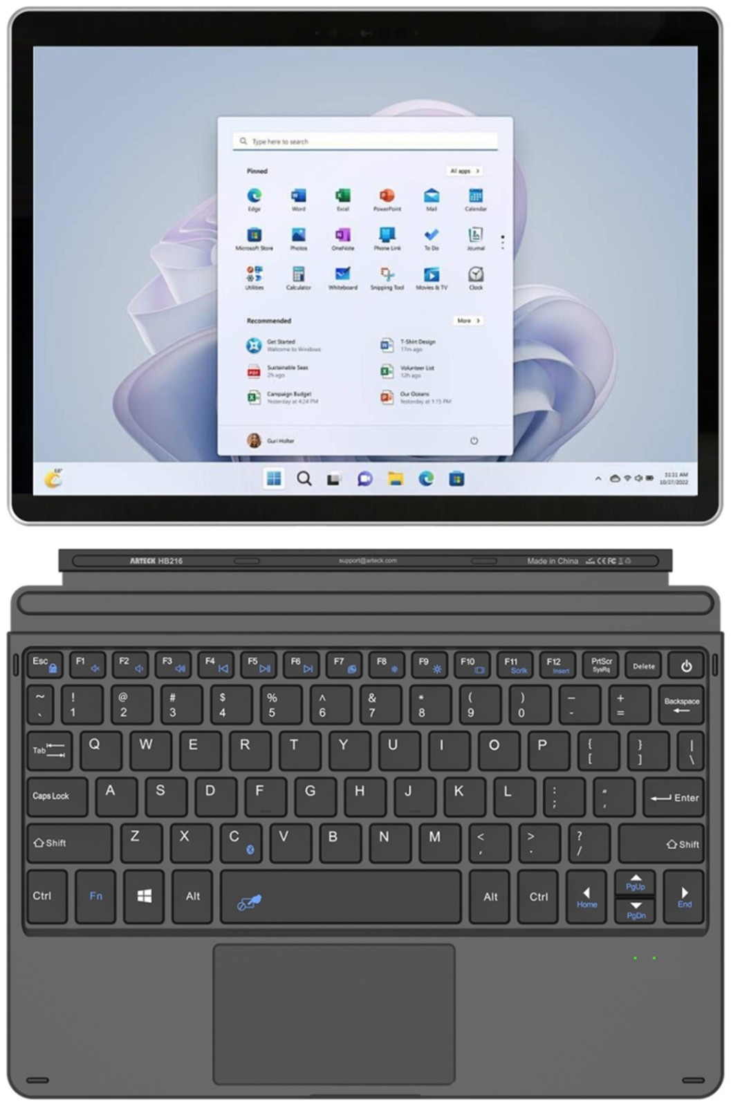 Arteck HB216 Surface Go Type Cover Slim Bluetooth Keyboard with Touchpad