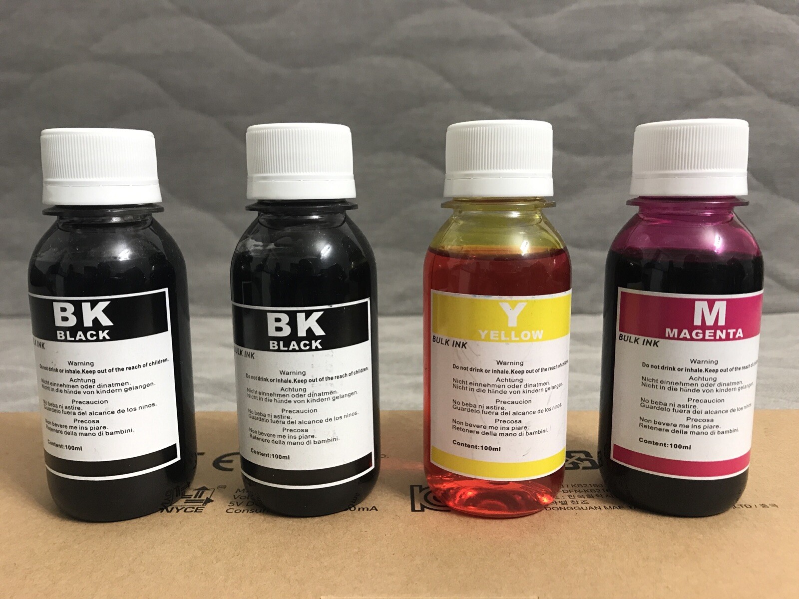 4 x 100ml Refill Bulk Ink for Canon HP Epson Brother Cartridges (2xBK, 1xY, 1xM)