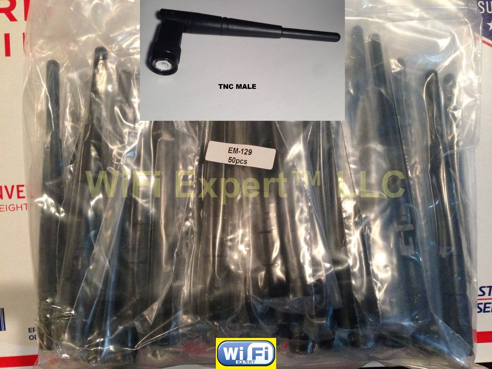 50 x WiFi antenna 2.4 GHz 5 dBi tilt-and-swivel TNC male High Gain Antennas USA