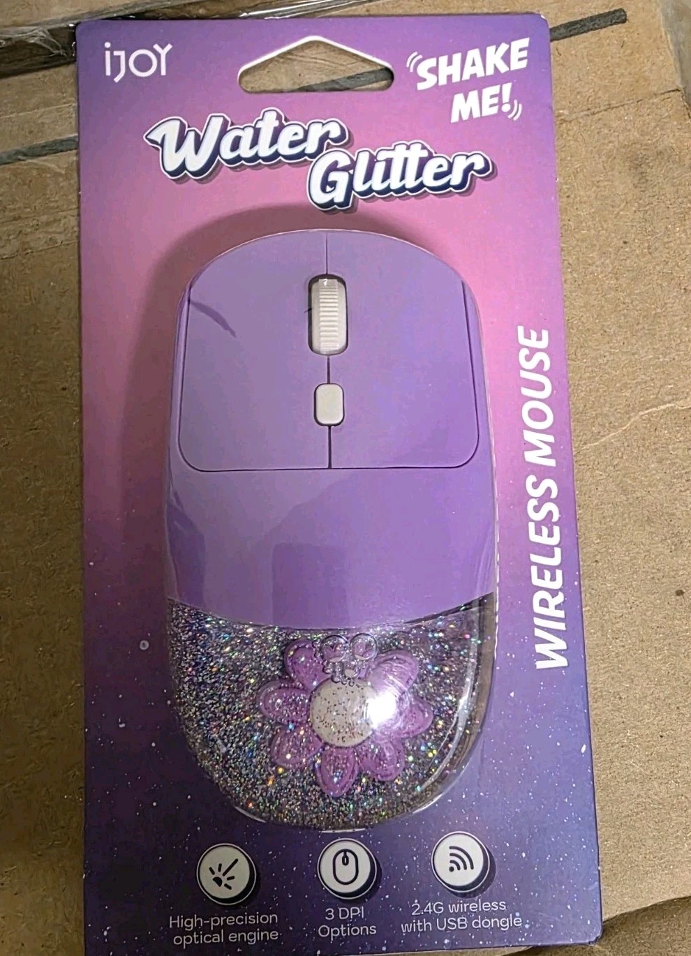 Purple -Water Glitter Sparkles Kawaii Glitter  Wireless Laptop Computer Mouse