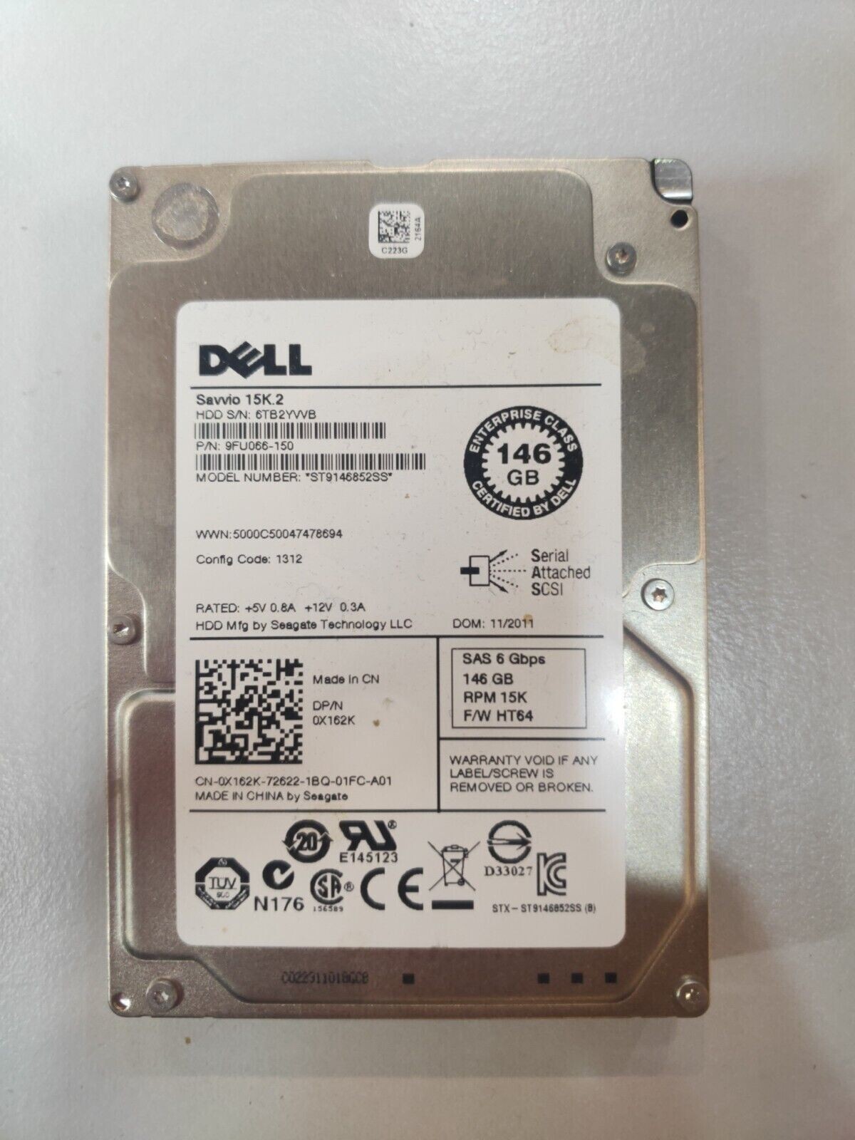 2x Genuine Dell Certified 15K.2 146GB 2.5" 6G SFF SAS HDDs Enterprise Server