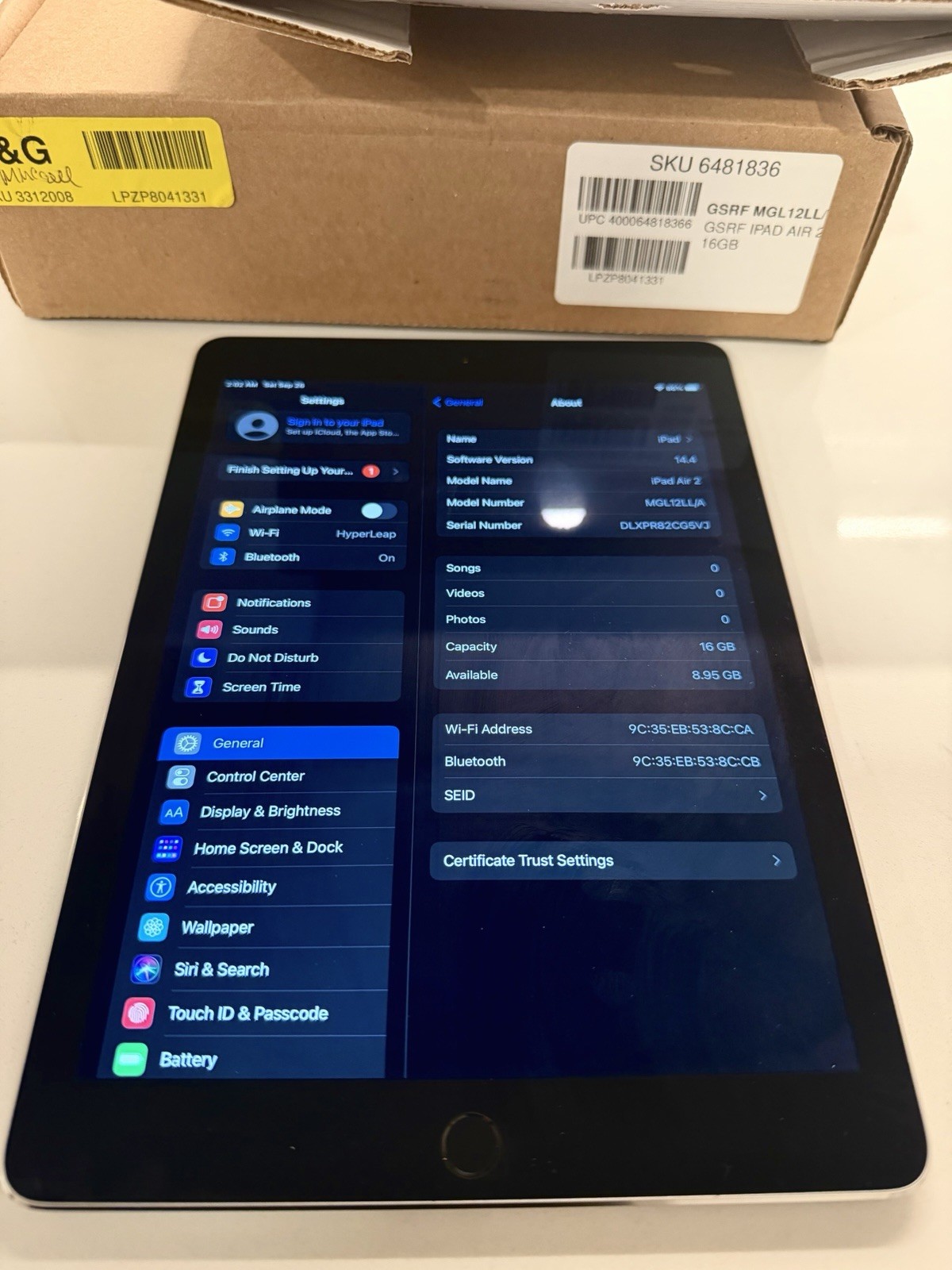 iPad Air 2 Mgl12ll/a