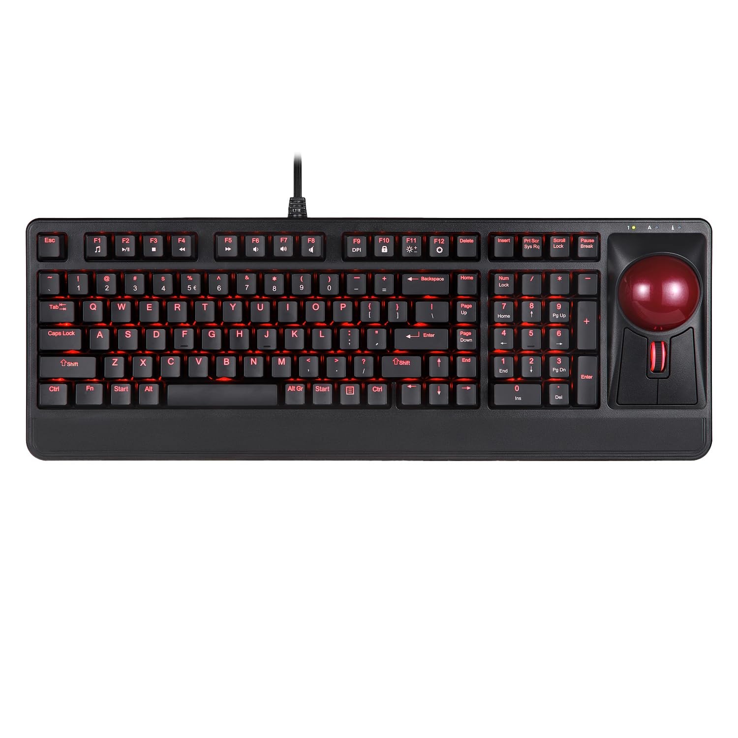 Perixx Periboard-322 Wired Mechanical Trackball Keyboard With 2 Hubs, 