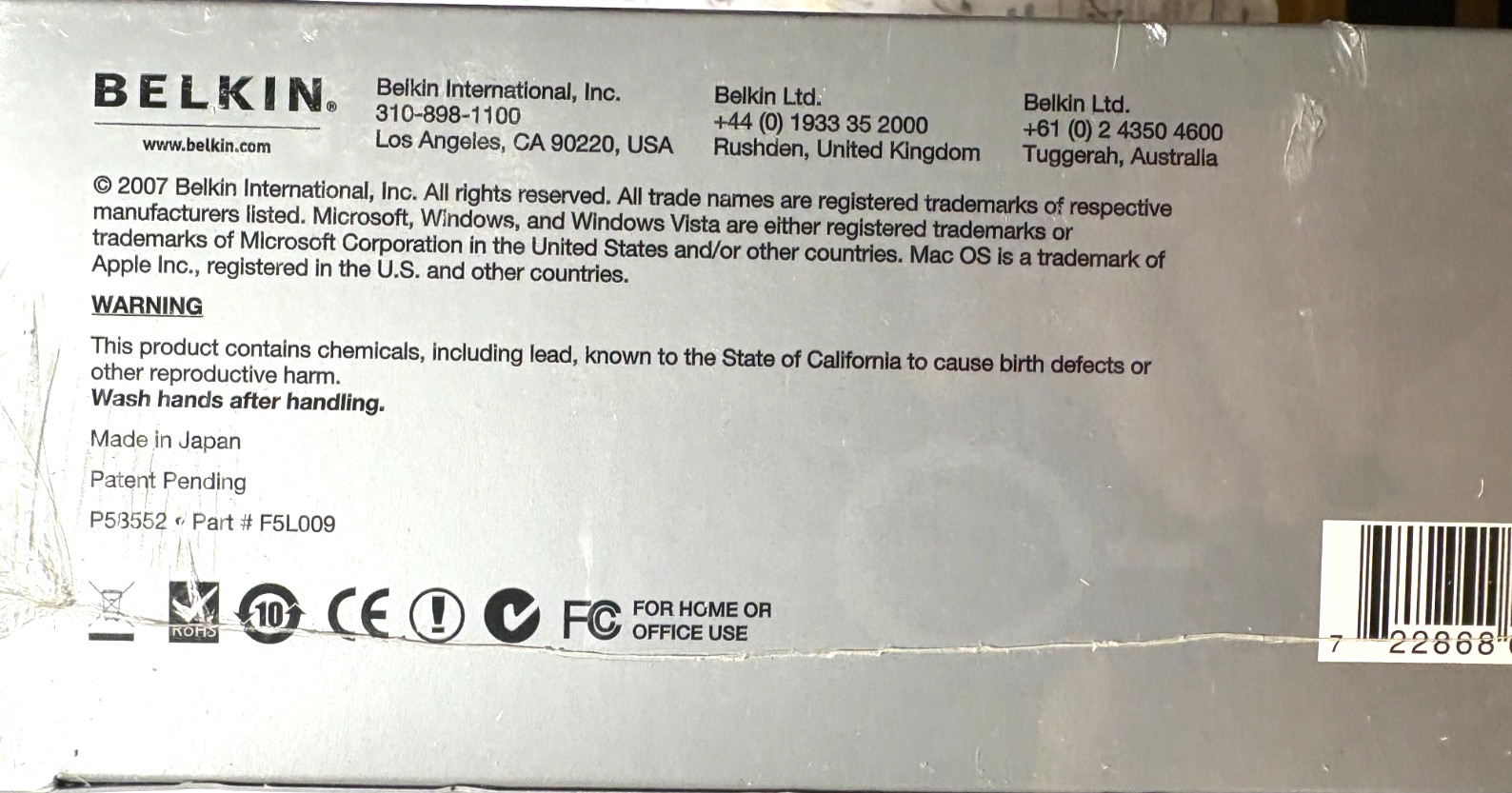 Belkin Network USB 5 Port Network Hub Device Sharing F5L009.   .