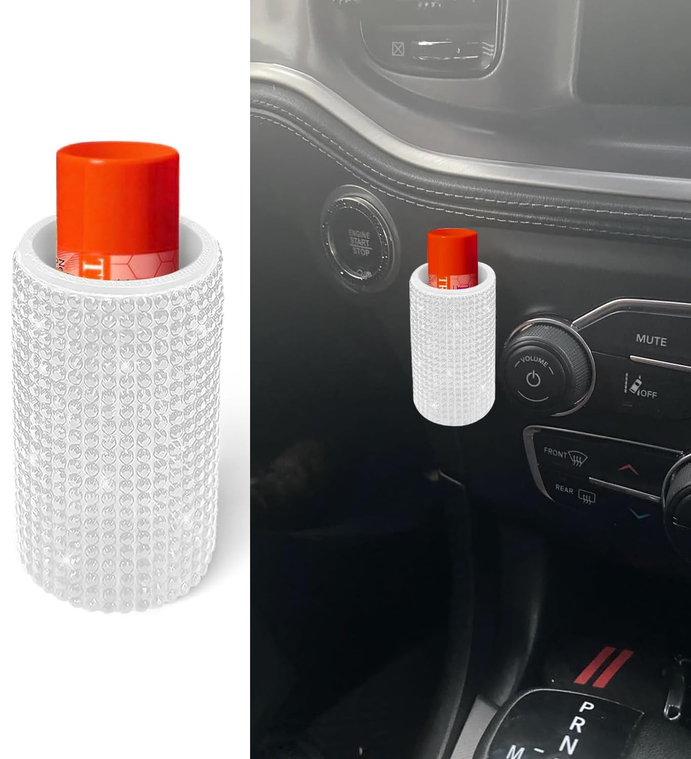 Bling Car Chapstick Holder Lip Balm Interior Auto Accessories Must Have White