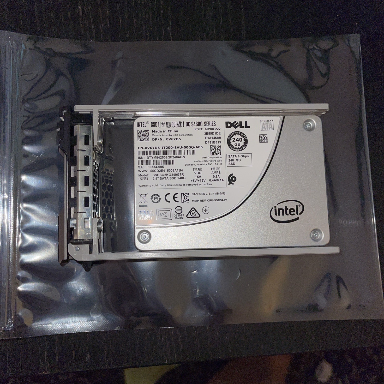 Dell 0V6YD5 Intel DC S4600 SSDSC2KG240G7R 240GB 6G SATA 2.5" Solid State Drive